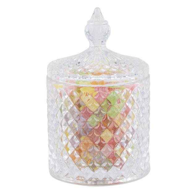 Bonbonnière en verre avec couvercle design forme diamant Ø7xH11cm