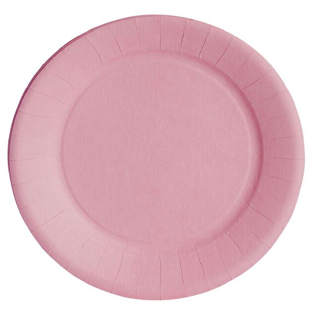 Lot de 10 assiettes en carton rose nude Ø23 cm