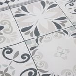 Tapis vinyle motifs carreaux de ciment gris et blancs 50x100cm