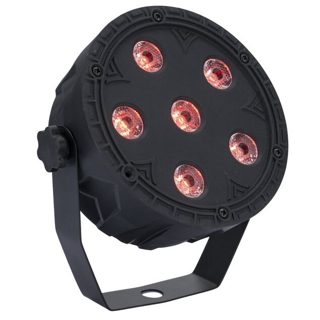 Projecteur de lumi&egrave;re disco rond 6LED RGB 360&deg; avec t&eacute;l&eacute;commande H14cm