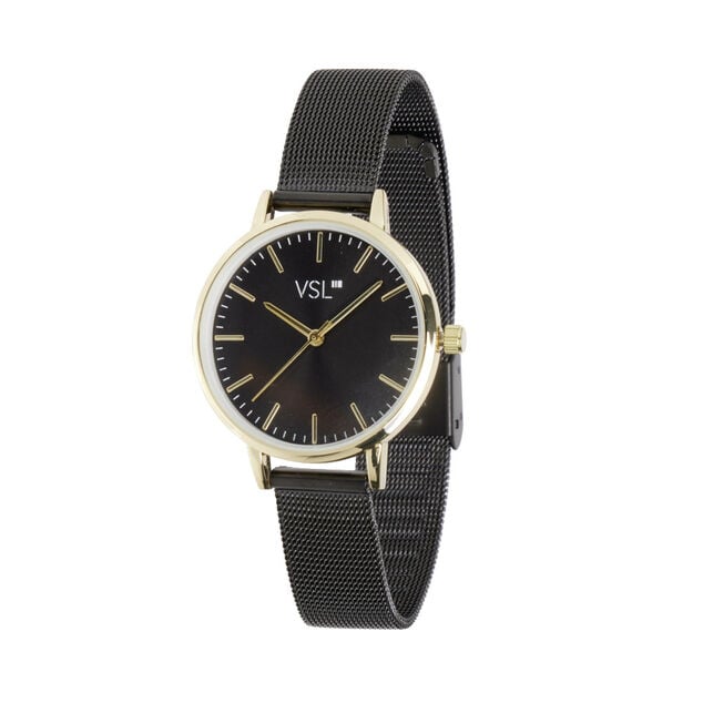 Montre femme bracelet maille milanaise inox noir