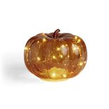 Citrouille avec guirlande LED verre transparent orange &Oslash;18x16cm