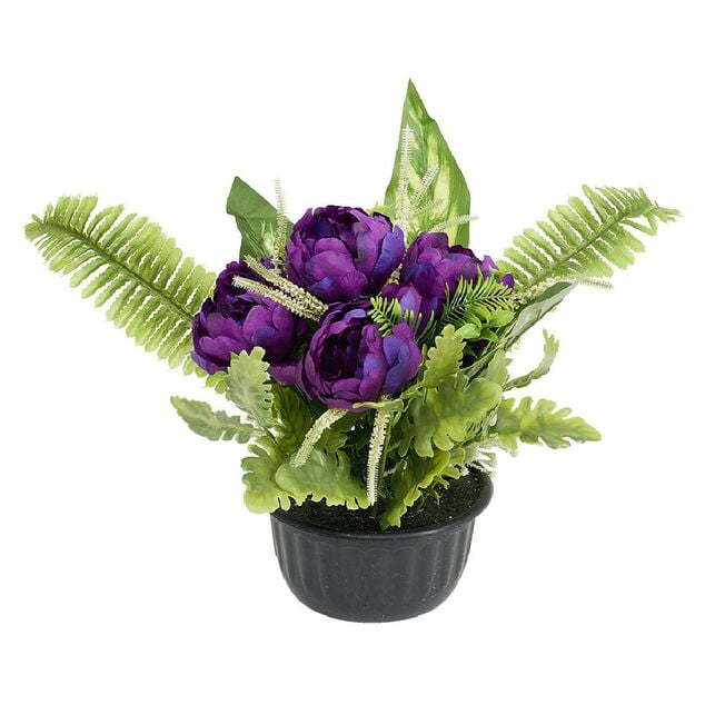 Pot pivoine artificiel H50cm violet