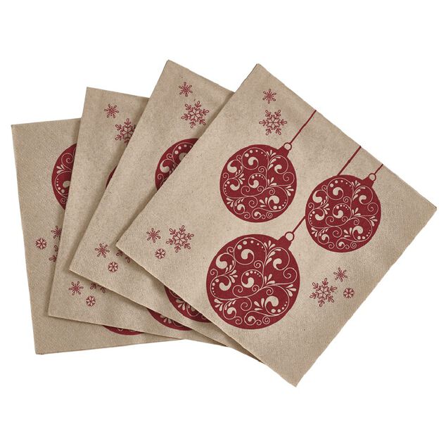 Serviette jetable beige et rouge x20