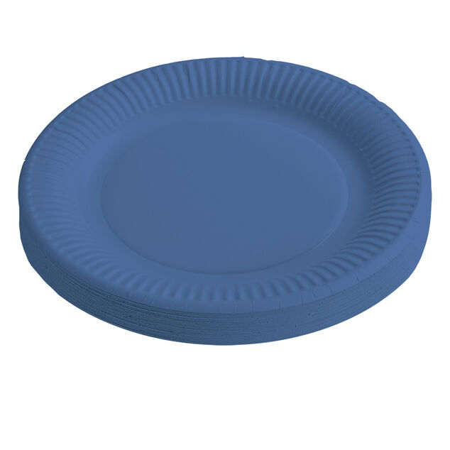 Lot de 10 assiettes jetables en carton bleu