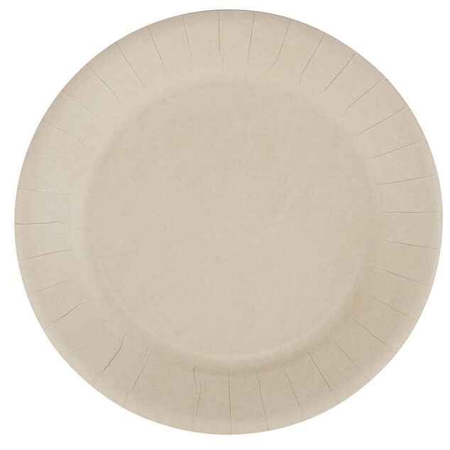 Lot de 10 assiettes en carton uni lin &Oslash;23 cm