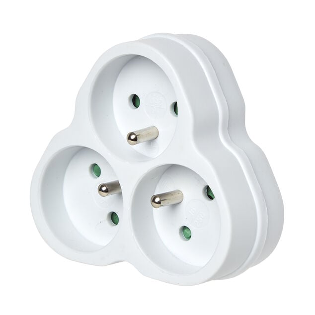 Multiprise triangulaire blanche 3 prises