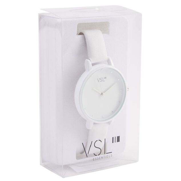 Montre &agrave; cadran rond bracelet blanc