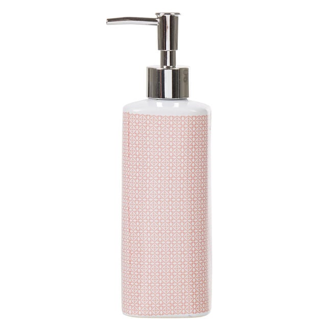 Distributeur de savon c&eacute;ramique carreau de ciment rose