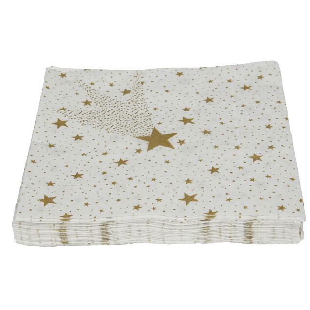 Serviette en papier motif étoiles dorées x20