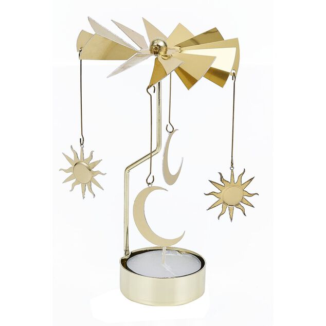 Bougeoir carrousel dor&eacute; &Oslash;8xH17cm