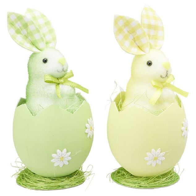 Lapin dans oeuf de P&acirc;ques motif Vichy x 2