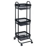 Desserte en métal noir 3 niveaux - L.34xl.27,3xH.78,5cm