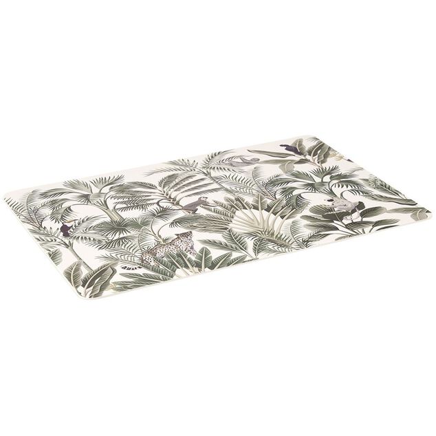 Set de table rectangulaire plastique jungle blanc et vert