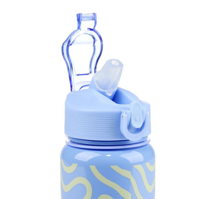 Gourde plastique 600ml bouchon paille motif ondulation &Oslash;7,5xH21,5cm (2 mod&egrave;les)