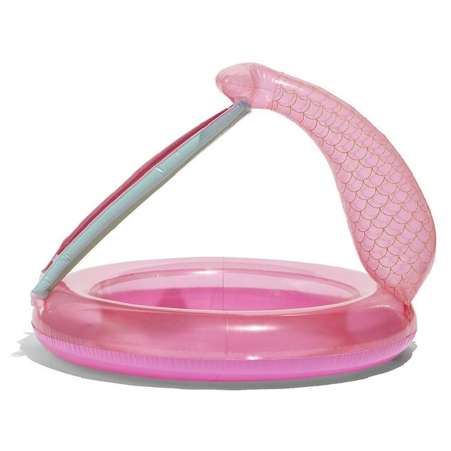 Piscinette gonflable enfant ombrelle sir&egrave;ne rose &Oslash;100xH83cm