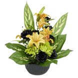 Pot composition fleur artificielle L40x35xH50cm vert