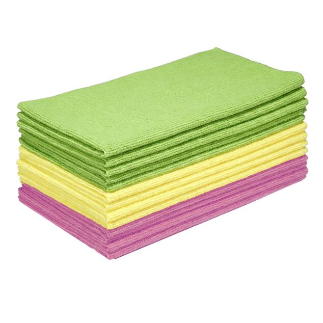 Chiffon microfibre x12 polyester rose jaune vert 30x30cm