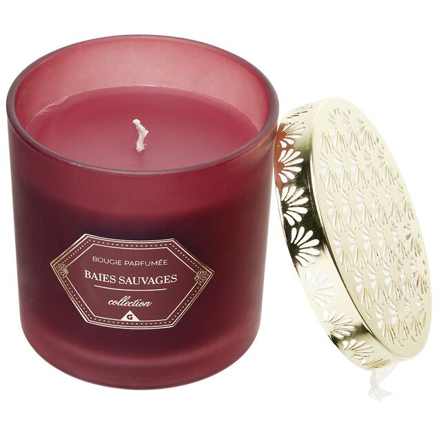 Bougie chic top métal rouge Ø10 cm