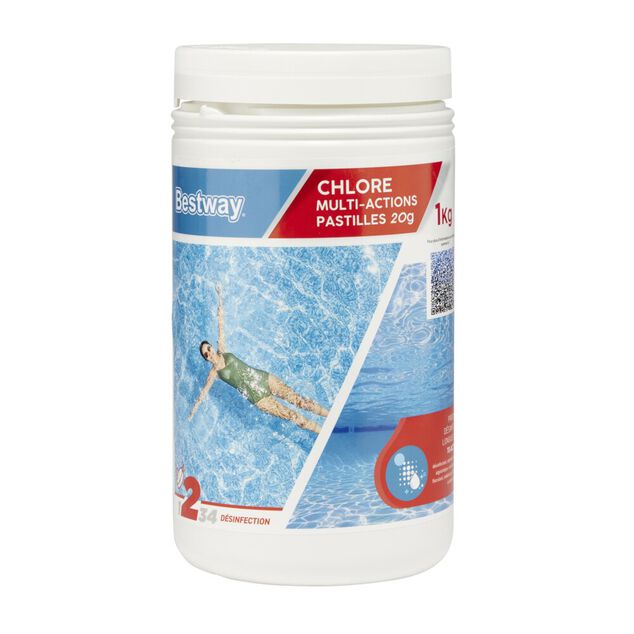 Chlore multiactions piscine 1kg pastille 20gr