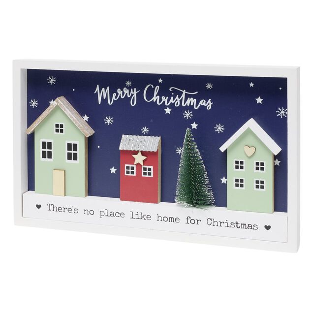 Cadre d&eacute;coratif maison de No&euml;l en bois L30cm (2 mod&egrave;les)