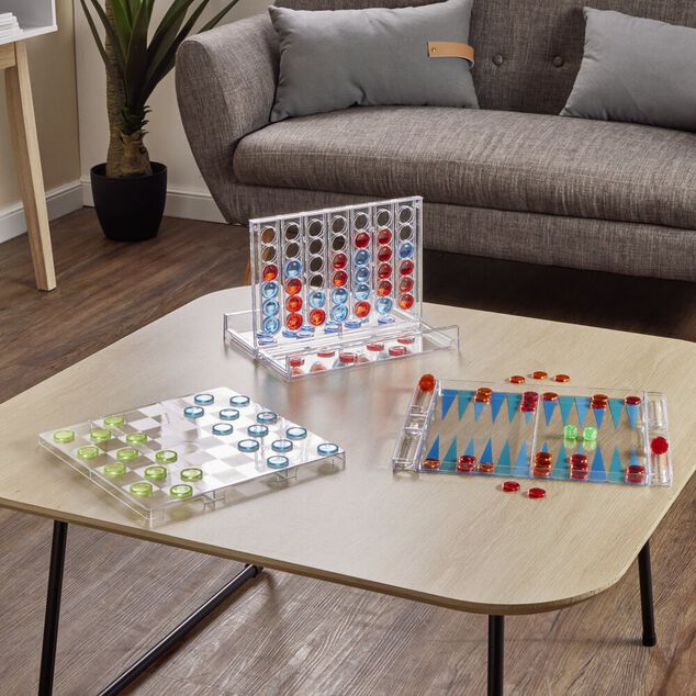 Jeu de dame transparent 25x25cm