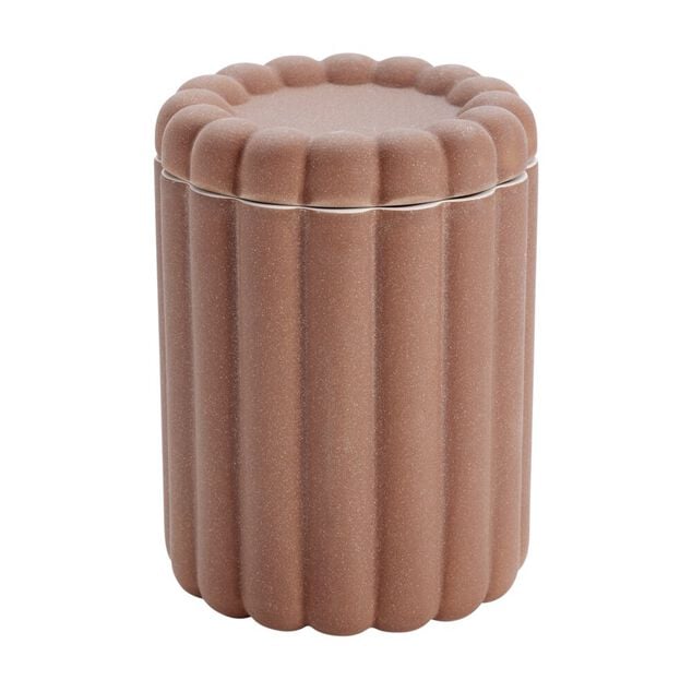 Pot de rangement en c&eacute;ramique forme cannel&eacute; &Oslash;11xH18cm (2 mod&egrave;les)