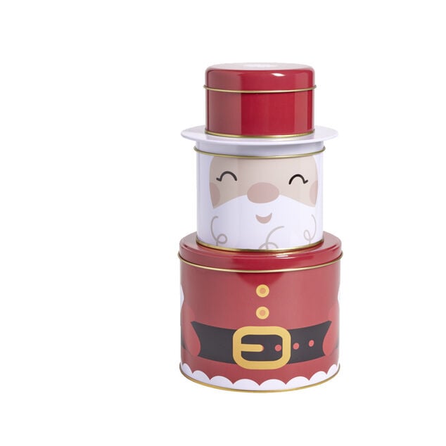 Boîte alimentaire Noël métal 3 compartiments Ø13,5xH26cm (2 modèles)