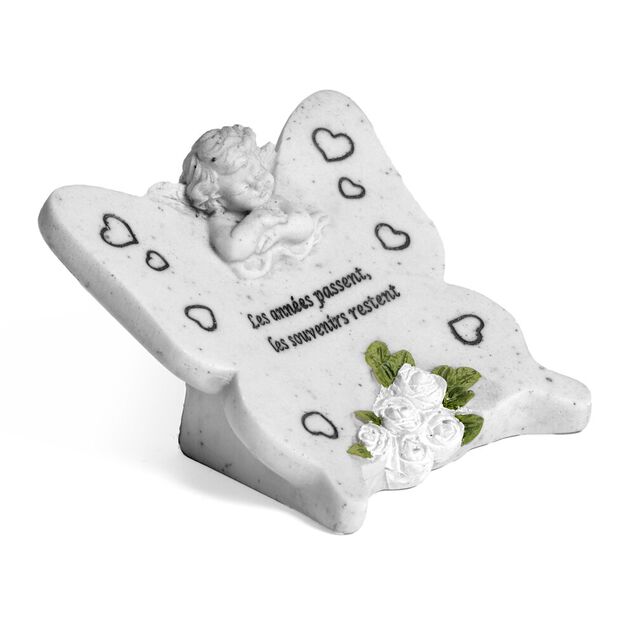 Décoration funéraire ange sur papillon "Les années passent, les souvenirs restent"