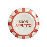 Assiette &agrave; dessert porcelaine "Buon Appetito" blanche rouge &Oslash;20cm
