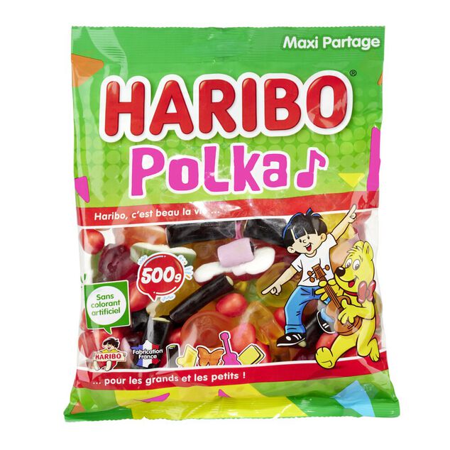 Bonbon Haribo Polka vert sachet 500g