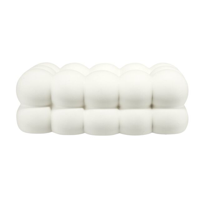 Bo&icirc;te &agrave; mouchoirs d&eacute;corative forme bubble dolomite blanche 25,5x13,5xH9cm