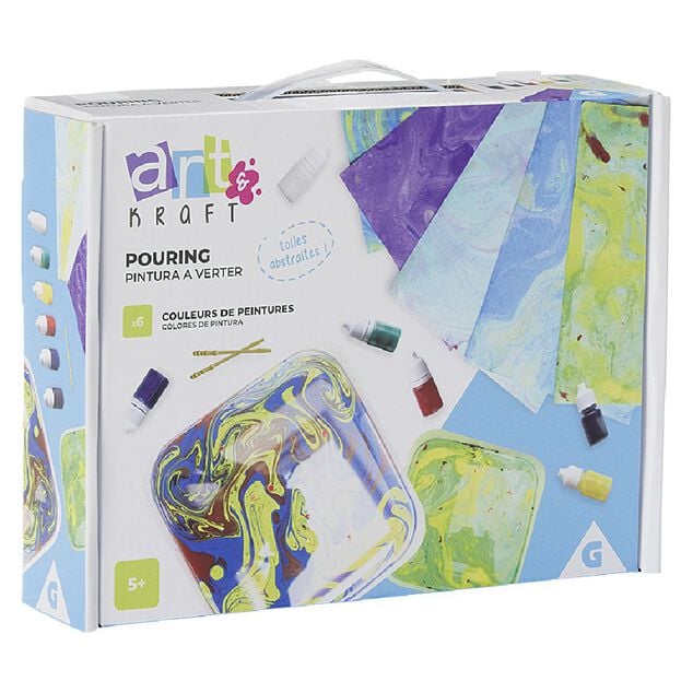 Jeu cr&eacute;atif Pouring - peinture toile abstraite