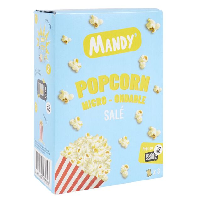 Popcorn sal&eacute; micro-ondes Mandy 3x80gr