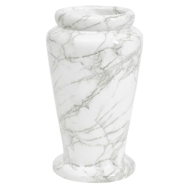 Vase fun&eacute;raire marbre blanc &Oslash;15,5xH26,5cm