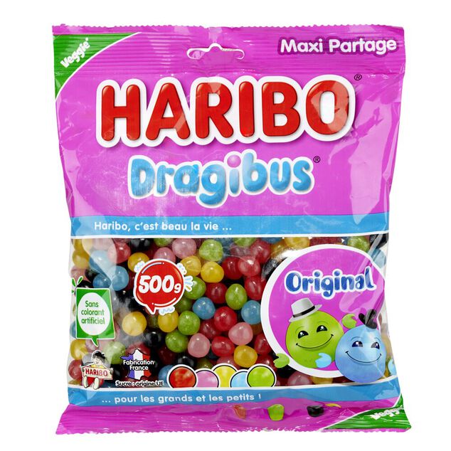Bonbon Haribo Dragibus Original Maxi Partage sachet 500g