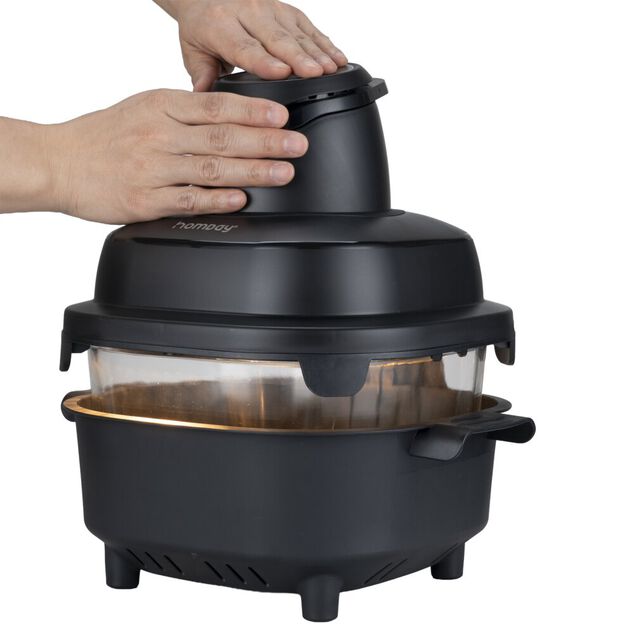 Friteuse &agrave; air chaud 4,5 L 1500 W grille incluse 30X27XH33 cm noir