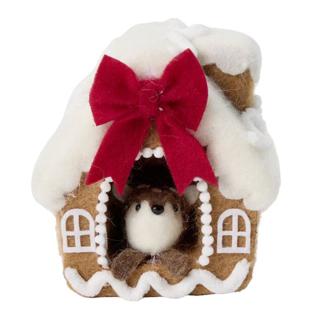 Maison de No&euml;l d&eacute;corative en feutrine H16cm (2 mod&egrave;les)