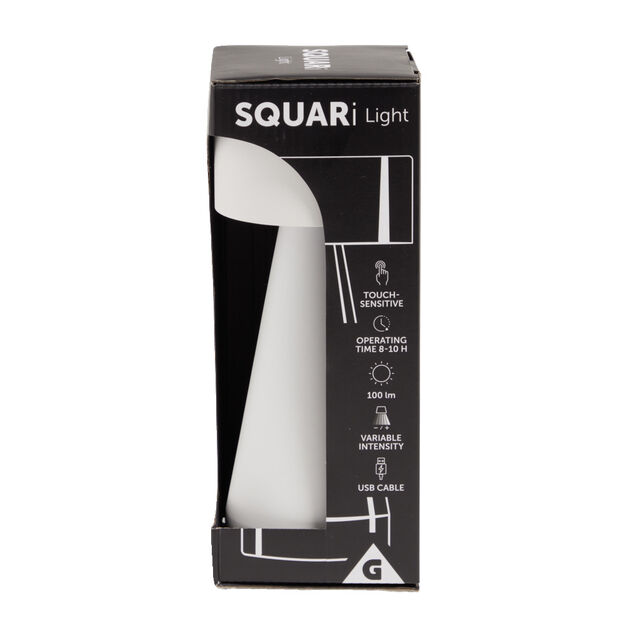 Lampe de table Squari USB tactile blanche Ø9,5xH22,5cm