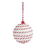 Boule Noël ruban torsadé Ø8cm rouge et blanc - 2 modèles