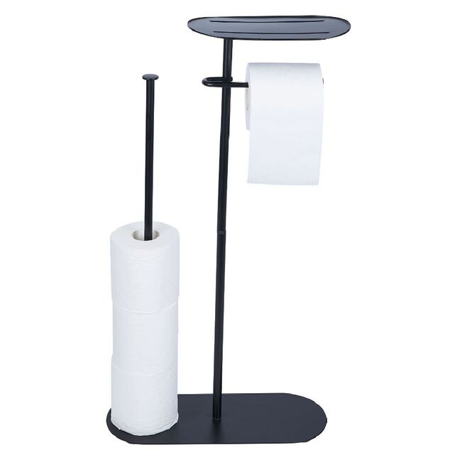 Support papier WC et t&eacute;l&eacute;phone noir 36xH66x13,5cm