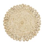Set de table tress&eacute; en feuille de ma&iuml;s beige &Oslash;35cm