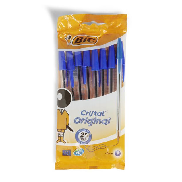 Stylo BIC bleu Cristal original x8