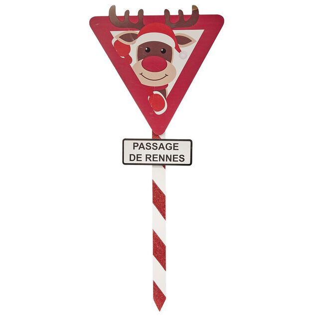 Panneau de Noël rouge et blanc H70 cm