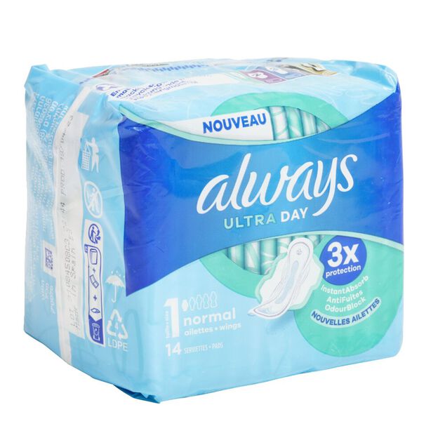 Serviette hygiénique x14 avec ailettes Always ultra normal