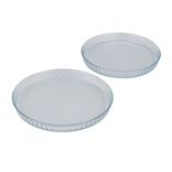 Plat &agrave; tarte x2 verre transparent &Oslash;30 et &Oslash;27cm