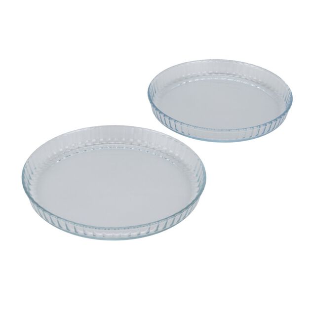Plat &agrave; tarte x2 verre transparent &Oslash;30 et &Oslash;27cm