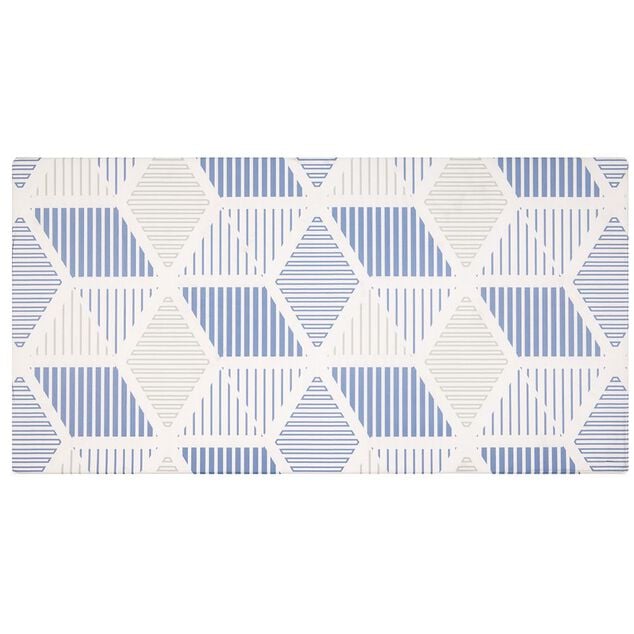 Tapis vinyle confort imprim&eacute; bleu et blanc 100x50cm