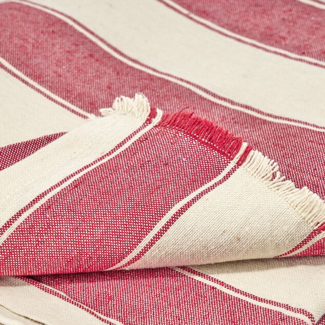 Jet&eacute; de canap&eacute; motif bayad&egrave;re blanc et rouge 170x250cm