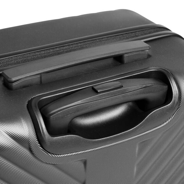 Valise trolley 77L rigide large 4 roues plastique noir 47,5x28,5xH72cm